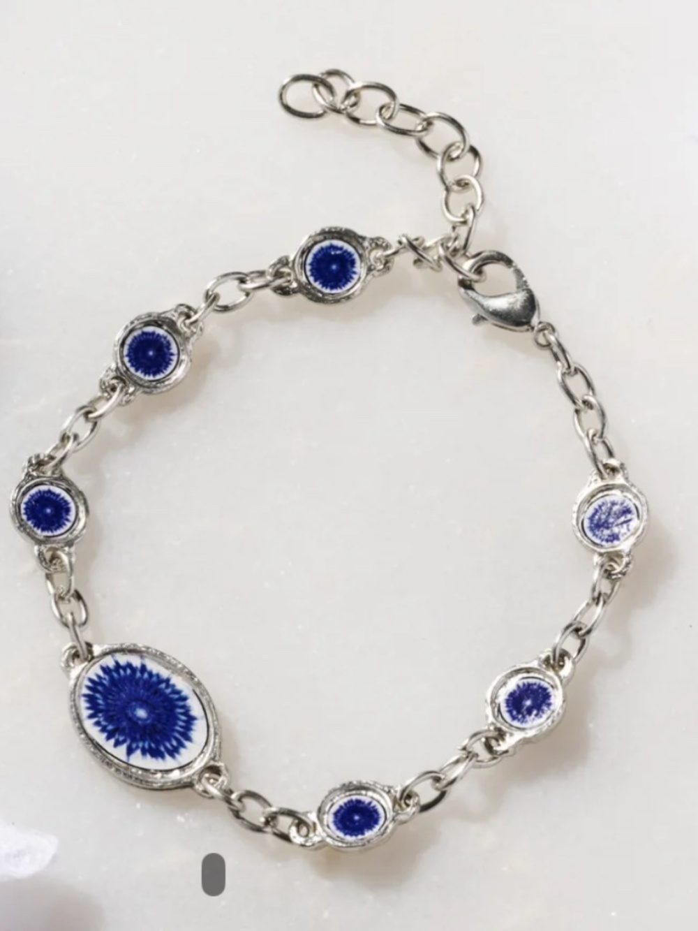 Neela Silver & Blue Floral Adjustable Bracelet – NWT